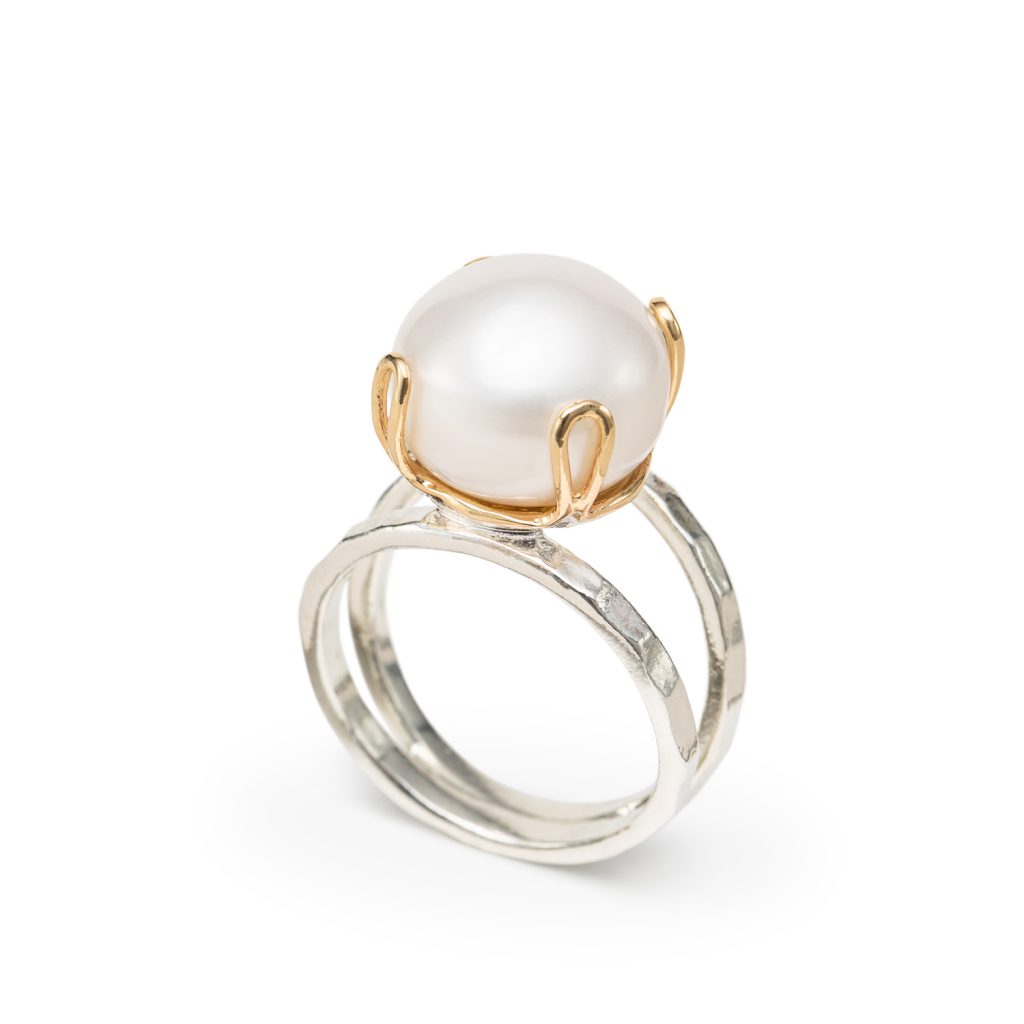 PEARL THRONE SILVER AND GOLD RING – Joolala